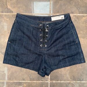 Rag & Bone Dark Blue Lace-Up Jean Shorts